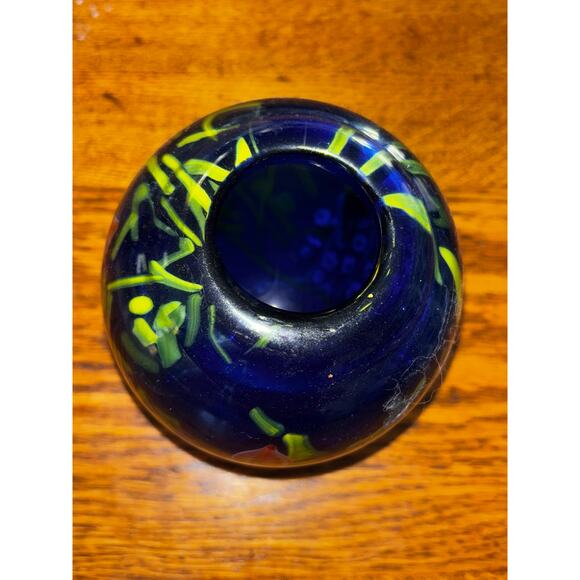 Arthur Kusak Hand Blown Glass Vase Millifiori Floral No Chips Cracks Heavy 5” - Picture 3 of 8